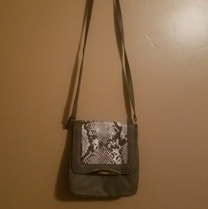 Black, gray and white crossbody